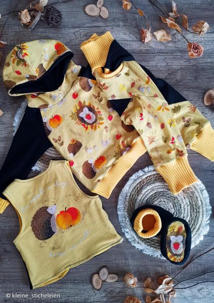 Jersey Igel Iggi gold gelb – Herbst Laub Äpfel Schnecke Erdbeeren