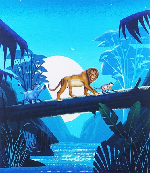 Jersey König der Löwen Simba Timon & Pumbaa Nacht - 50x60cm Disney Panel für Shirt & Kissen