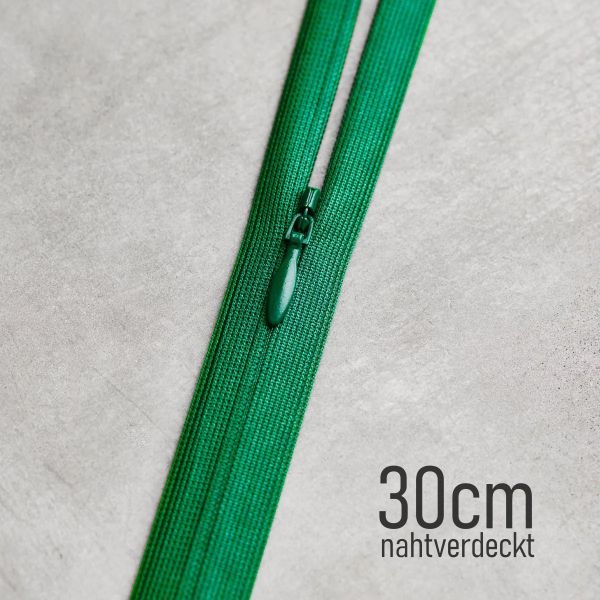 Nahtverdeckter Reißverschluss leuchtend grün 30cm – meetMILK Frog YKK
