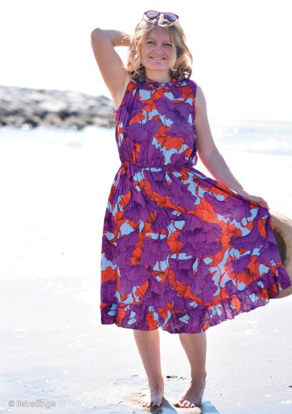 luftig leichte Viskose Kleiderstoff orange lila - Seaweed by Thorsten Berger von Swafing