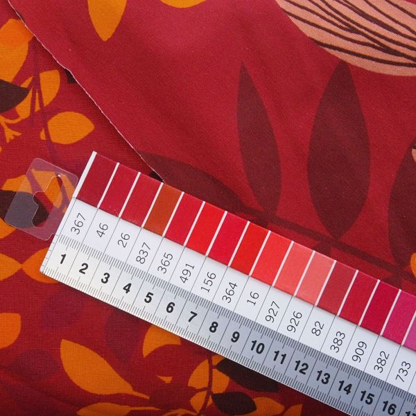 Jersey Maxi Blätter Blüten Borte rost rot – Herbstgold von Blaubeerstern