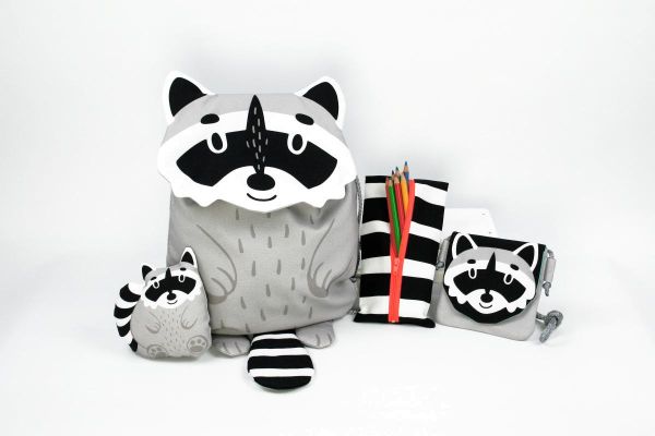 DIY Nähset Turnbeutel Waschbär von Käselotti - Tierbeutel Panel 75x150cm