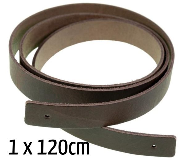 langer Taschengriff Taschengurt aus Echtleder in dunkelbraun – 1 langer Taschenhenkel 120cm zum Niet