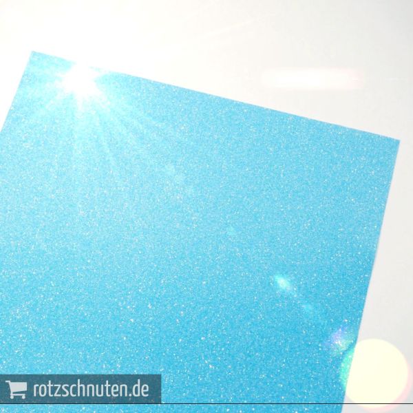 Flexfolie für Textildruck Glitter neon blau A4 - Plotterfolie Plottermarie Glitzer Funkelfolie 360µ