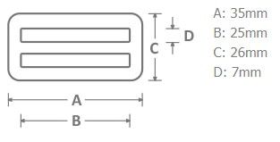 Metall Schieber Maxi 25mm gunmetal – Leiterschnalle Stegschnalle für Gurtbänder