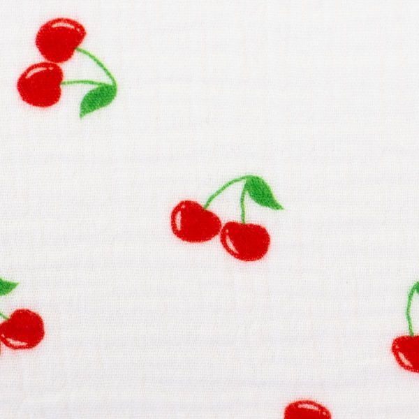 Baumwolle Musselin Kirschen weiß rot – Double Gauze Cherry Thea by Swafing