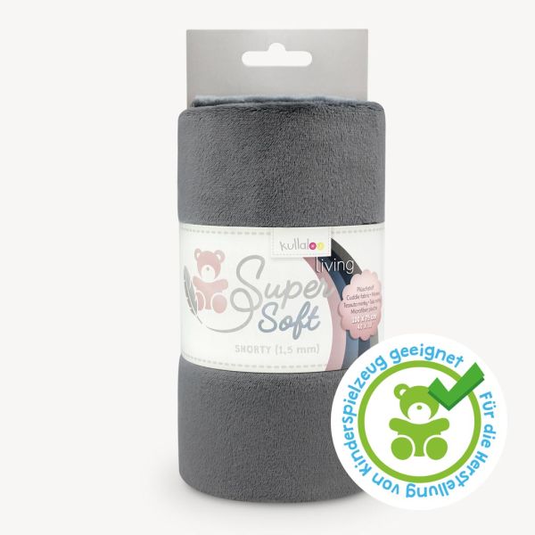 Kullaloo Plüsch SuperSoft Shorty dunkelgrau - Silky Minky Kuschel Nicki 100x75cm