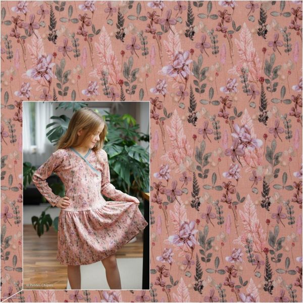 Rippjersey Blüten Gräser altrosa – Serie Garden Vibes by Cherry Picking von Swafing