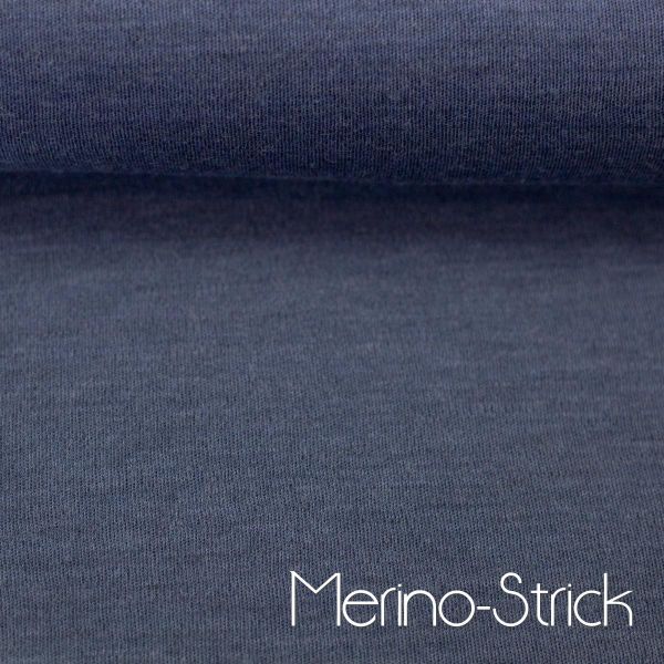 Weicher dünner Merinostrick in blau - 100% Schurwolle Merino Strickstoff von Swafing