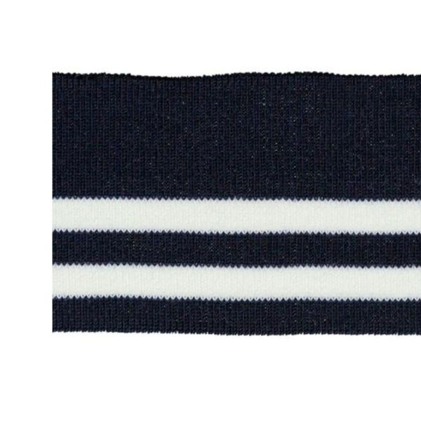 Cuffs Bündchen dunkelblau mit weißen Streifen für Hoodie & Co - 6cm hoch 110cm lang Retro College Look