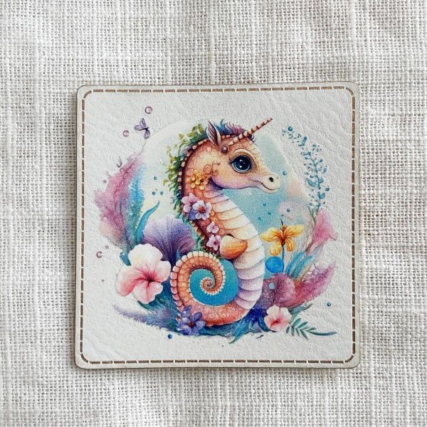 Aufnäher Label - Einhorn Seepferdchen - für einzigartige Nähprojekte, Strickwerke & Gebasteltes