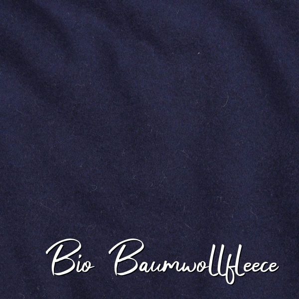 Bio Baumwollfleece – Navy Dunkelblau – weicher Organic Cotton Fleece für warme Kleidung