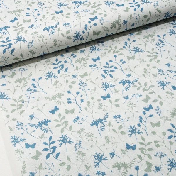 acufactum Gräser und Blätter hellblau - Baumwolle pastell blau
