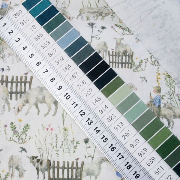 acufactum Sommerkinder und Schafe Baumwolle mit Kräuterwiese weiß bunt