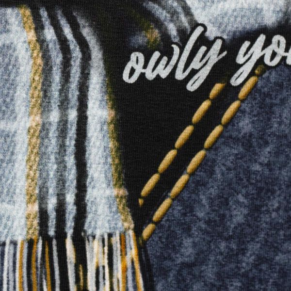 Sweat Eule mit Hut blau - Owly You von Thorsten Berger – 85cm Panel French Terry