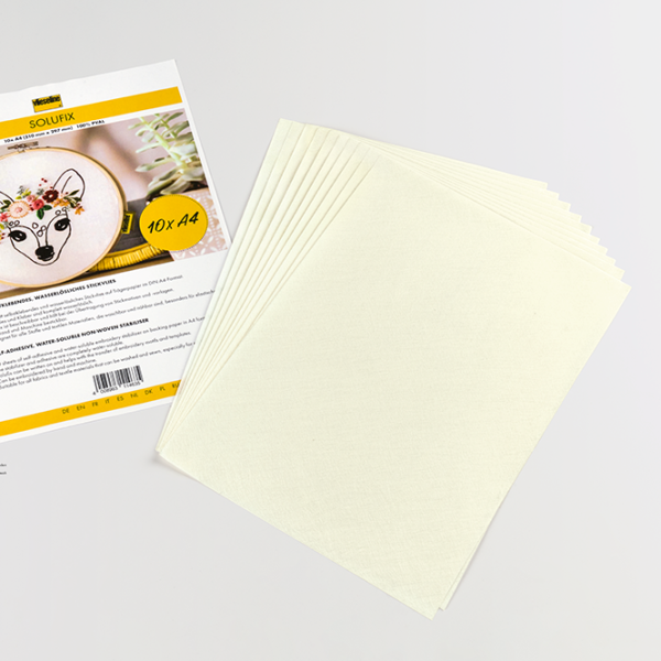 Vlieseline SOLUFIX Soluvlies - 10 Bögen A4 – wasserlösliches selbstklebendes Stickvlies (SB)