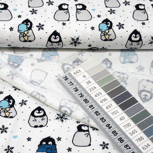 Jersey Pinguin Schneeflocken weiß – Baumwolljersey Jesse von Swafing
