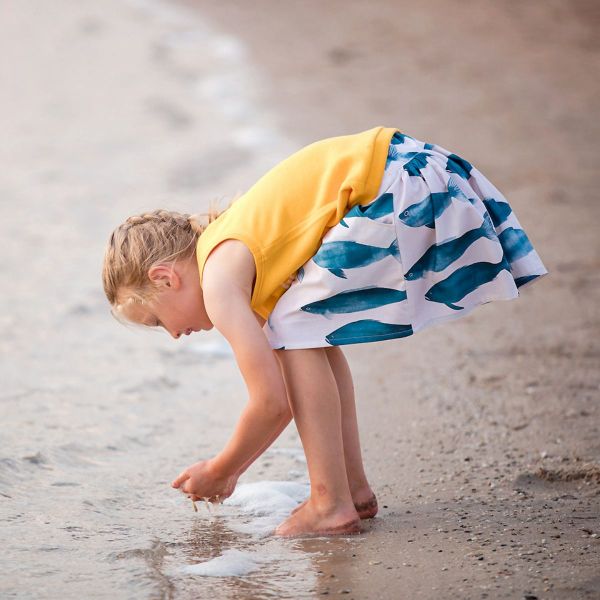 Baumwolle große Fische im Aquarell Stil creme petrol blau - Phishies L von See You At Six