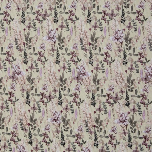 Rippjersey Blüten Gräser creme beige – Serie Garden Vibes by Cherry Picking von Swafing