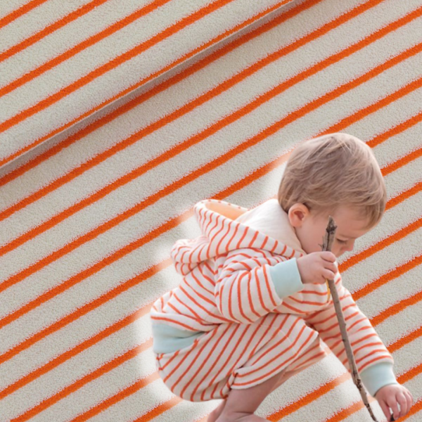 Sommerfrottee mit Streifen creme orange - Terry Cloth 2m breit von See You At Six