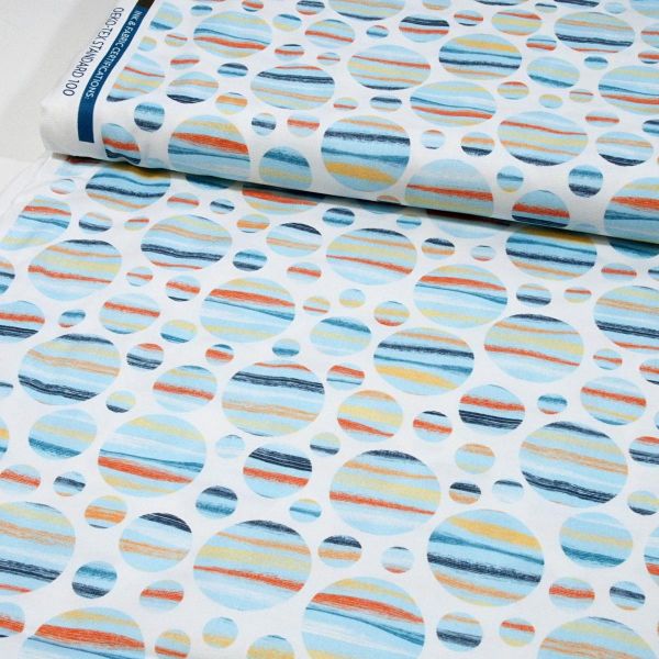 Baumwolle Kreise Blubber Blasen hellblau bunt maritim - Crabbies Bubbles