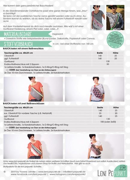 Schnittmuster BAUCH.laden - coole Maxi Bauchtasche Gürteltasche Crossover