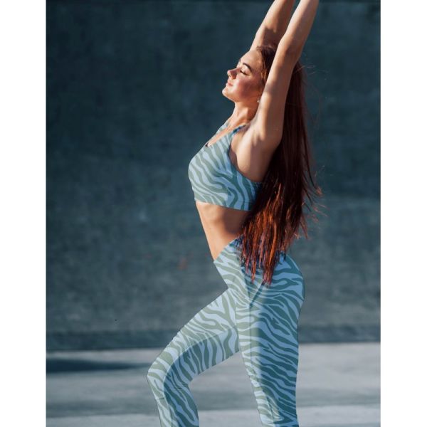 YOGA STRETCH Zebra mint grün - Funktionsjersey für Sportbekleidung Animal Print