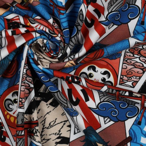 Jersey Manga Japan Katana Schwert Asia Anime rot blau beige