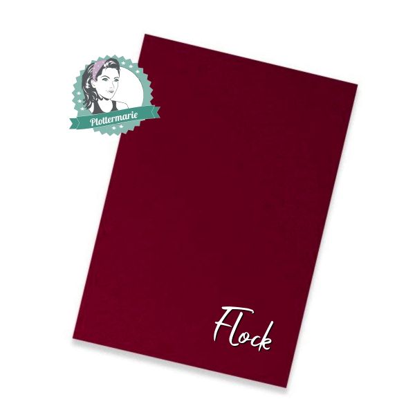 Flockfolie für Textildruck bordeaux rot A4 - Plotterfolie von Plottermarie Flock Velours 480µ
