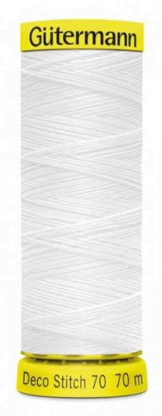 Deco Stitch 70 weiß - 70m kräftiges Nähgarn Fb. 0800 von Gütermann für Zierstiche und Steppnähte