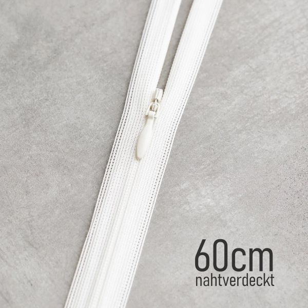 Nahtverdeckter YKK Reißverschluss 60cm weiß – meetMILK Bright White