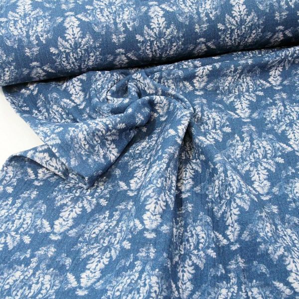 Baumwolle Musselin Vintage Ornamente Tapete blau – Double Gauze vintage wall