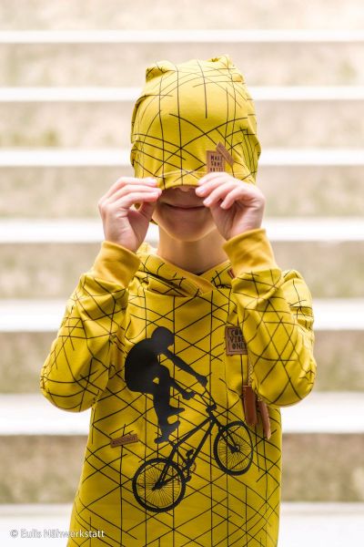 Sweat Streetstyle Kombistoff Lines senf schwarz von lycklig – French Terry