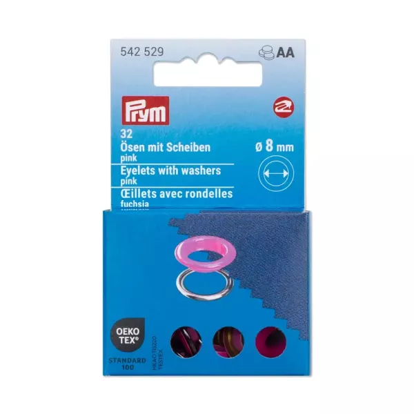 20 Ösen mit Scheiben 8mm pink- für das Prym Vario Creative Tool