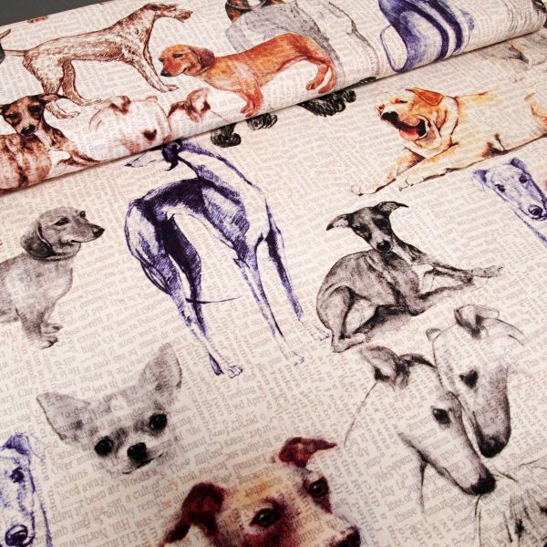 Deko Canvas MESTRAL Cani Hundemotive - 140 cm Baumwolle - made in Spain