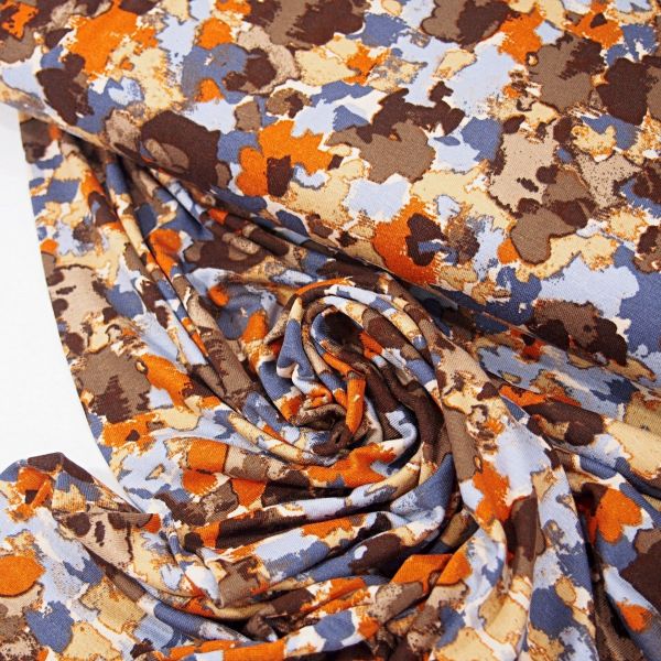 Viskose Jersey Camouflage rost beige braun – gefleckter Kleiderstoff Batik