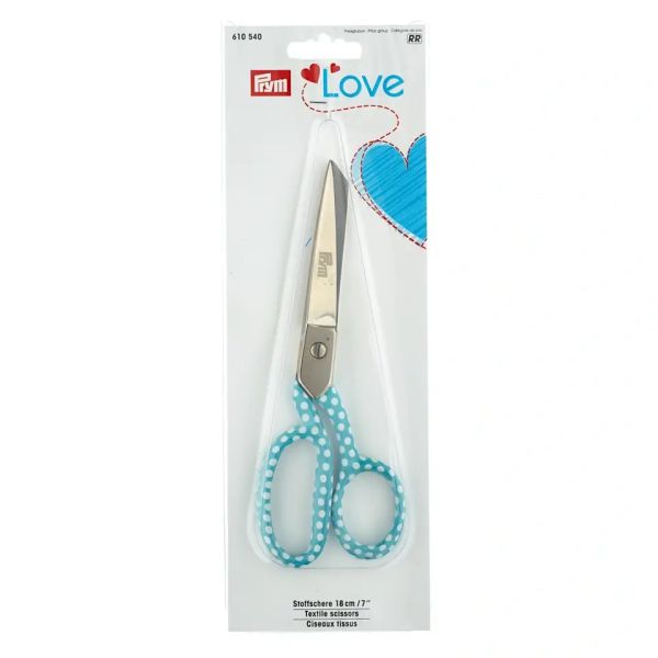 Stoffschere 18cm von Prym Love - CLASSIC Schneiderschere 7" Nähschere türkis mit Punkten