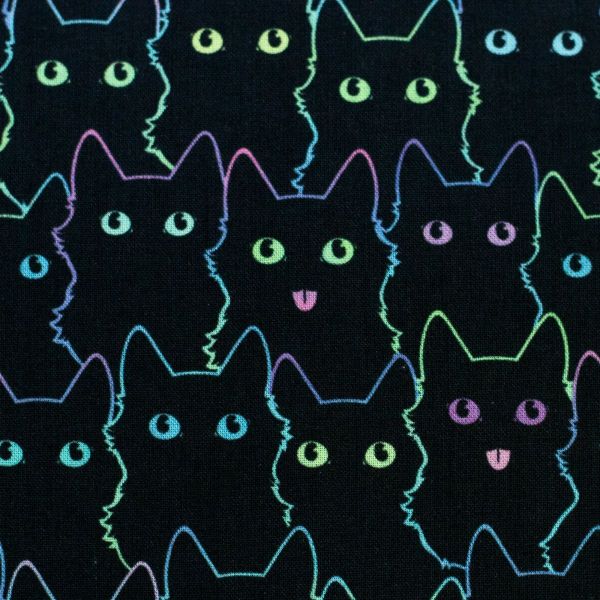 Baumwollstoff TIM Katzen schwarz bunt – Webware von Swafing