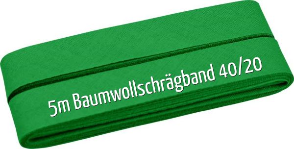 5m Schrägband aus Baumwolle grasgrün - Baumwollschrägband 40/20/10