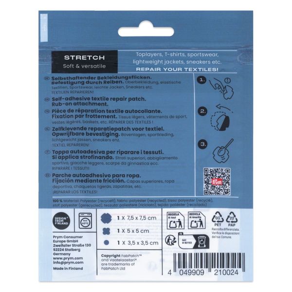 Prym x FabPatch Stretch Reparaturflicken marine dunkelblau 3 Stück
