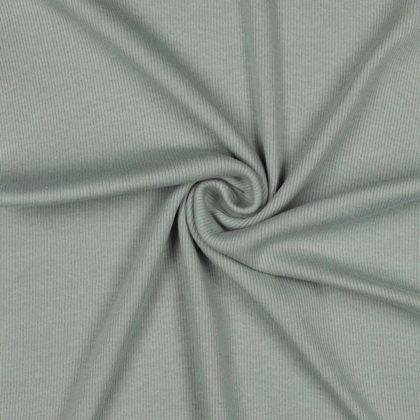 Bio Strickbündchen dusty green – fein geripptes Bündchen 2x2 Organic Rib Tube helles grün