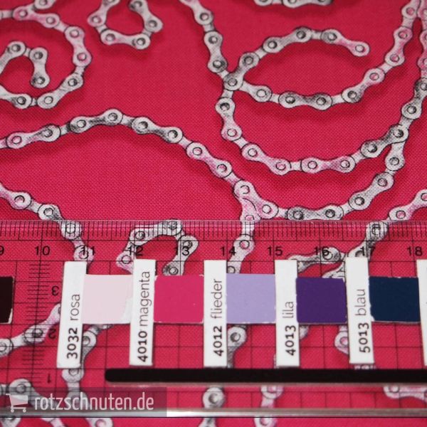 Baumwolle Sweet Rebellion Fuchsia Chain Scroll – Fahrradkette pink von Ink & Arrow Fabirc