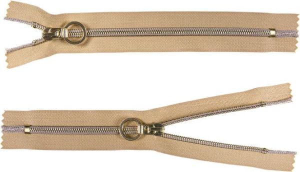 Reißverschluss gold 20cm lang nicht teilbar für Taschen & Mäppchen - Spiralreißverschluss