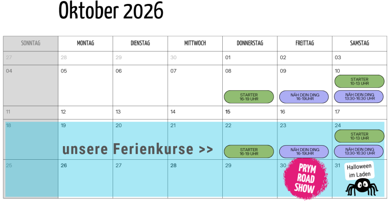 Nähkurse Oktober