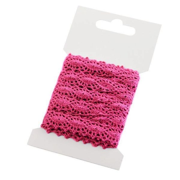 3m Klöppelspitze pink - Spitze aus Baumwolle - 12mm breite Borte