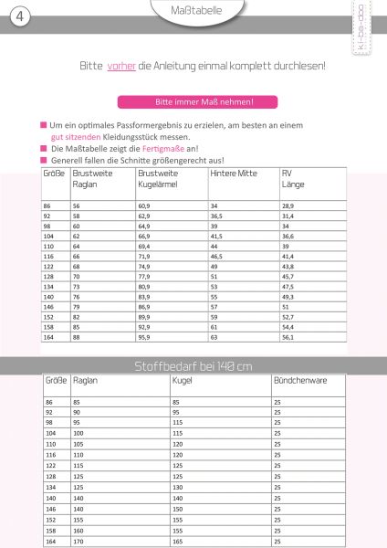 Schnittmuster Mix & Match Sweatjacke Kids von KiBaDoo - Gr. 86-164