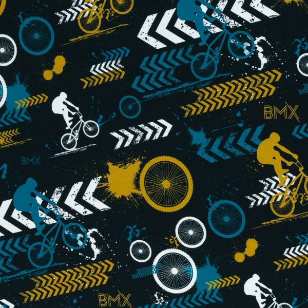 Sweat Streetstyle BMX Cross Rad schwarz senf petrol von lycklig – French Terry