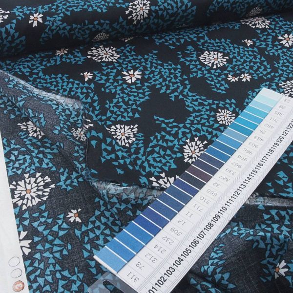 luftige Baumwolle Blüten petrol blau - Etno - Shore Remains Algae by Art Gallery