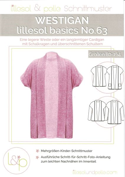 Schnittmuster Westigan Lillesol bastic No.63 - Cardigan Weste Schalkragenjacke