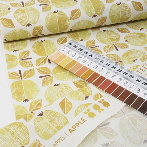 Baumwolle Retro Äpfel senf gelb – Apple Serie Under the Apple Tree by Cotton & Steel